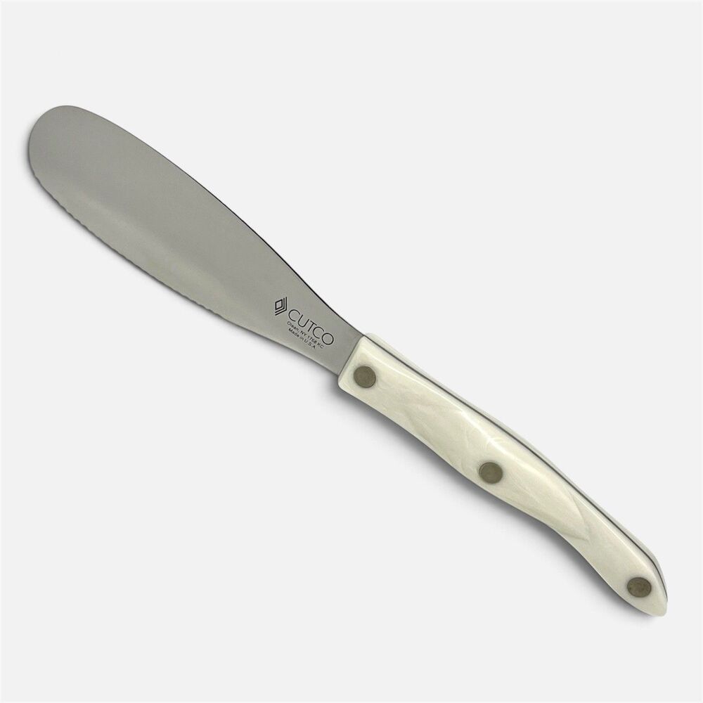 Vintage Cutco Spatula Spreader Pearl White Handle Serrated Edge Knife #1768 USA